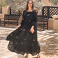 Black Square Neck Embroidery Frock